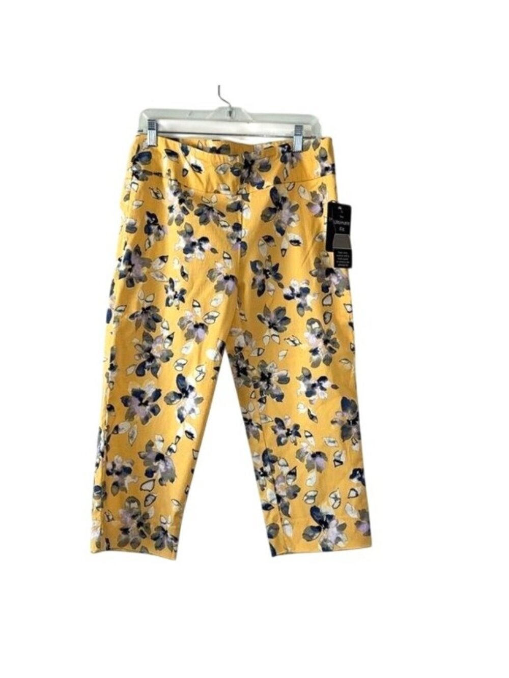 Zac & Rachel Womens Floral Capri Pants Size 12 Yellow & Purple
